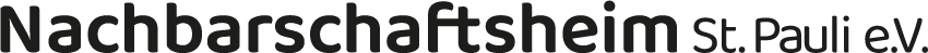 Schriftzug „Nachbarschaftsheim St. Pauli e.V.“ in schwarzer, moderner Typografie.
                